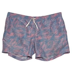 Chubbies Pink and Blue palm‎ fronds 6" inseam swim shorts size XXL
